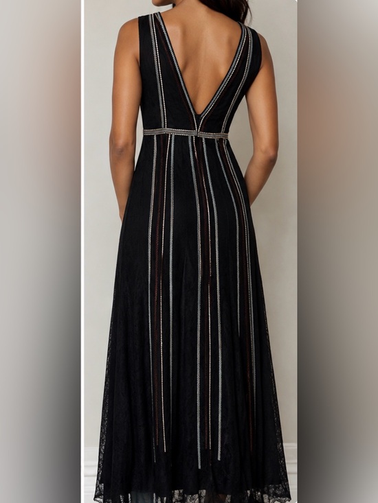 BCBGMaxAzria Dresses & Skirts - Elegant Black Striped Maxi Dress